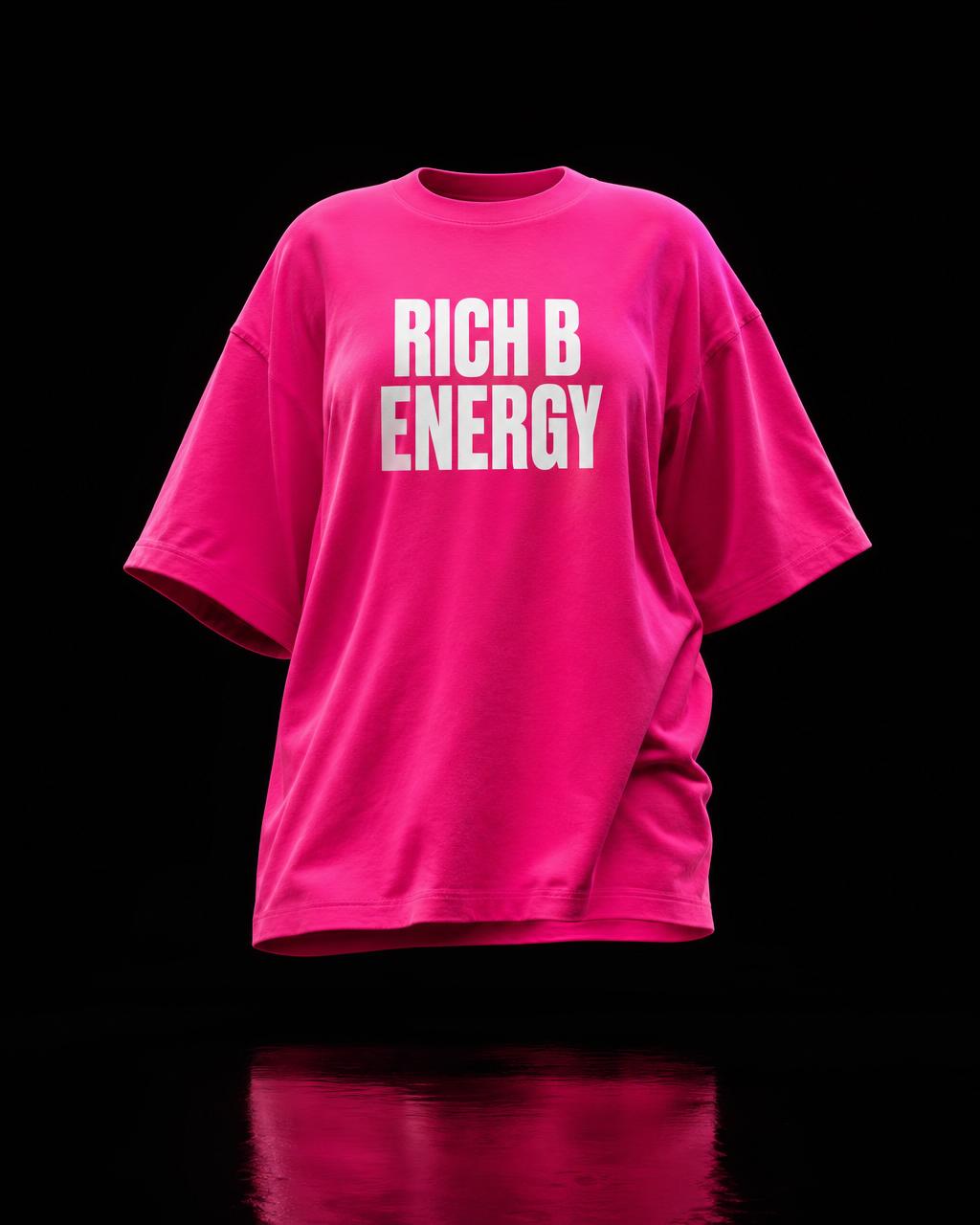 RBE Rich B Energy hot pink oversized t-shirt